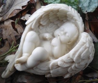 Latex only baby in wings mold plaster concrete angel wings mould