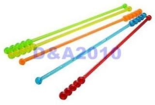 50pcs Plastic 4 beads Cocktail Drink Stirrers Swizzle Sticks Bar multi 