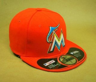 NEW ERA Hat 59Fifty MLB Baseball Fitted Cap Miami Marlins Orange Road 