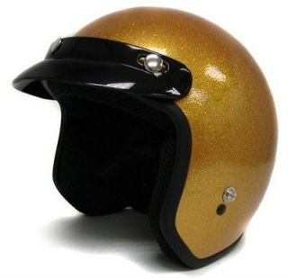   Motorcycle Helmet Vintage Gold Open Face Cafe Racer Chopper Bobber