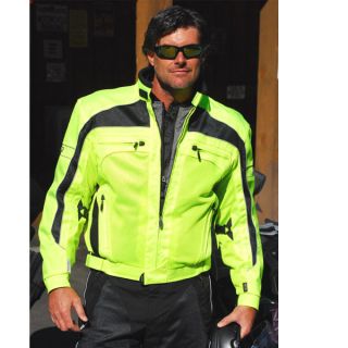 Olympia Airglide 3 Mesh Tech Motorcycle Jacket Neon Yellow Adult Mens 
