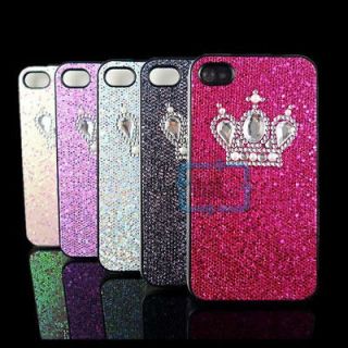 Crown Queen Pink Bling Glitter Hard Case Cover For iPhone 4S 4G 4 