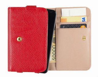   iphone 5,4,3S & Galaxy S2,S3 / Red Cow Leather Cellphone Wallet Case