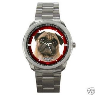 MY CUTE PUG PET DOG Round Sports Watch Gift Item