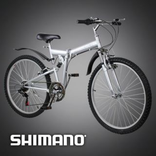 New 26 Folding Mountain Bicycle Foldable Bike 6 Speed Shimano Silver 