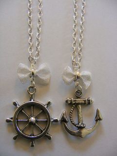   Best Friends Forever Love you Necklace Anchor Sailor Nautical