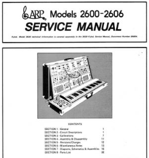 Arp 2600 2606 Vintage Analog Synthesizer Service Manual