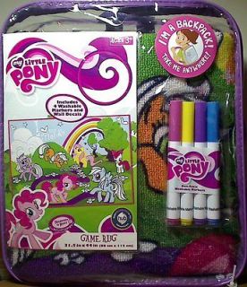 NIP My Little Pony Game Rug Activity Mat w/ Markers and Wall Decals