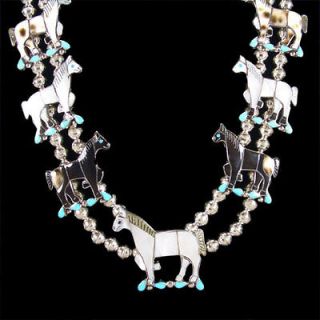Zuni Native American Inlay Horse Necklace and Earrings SKU#218048