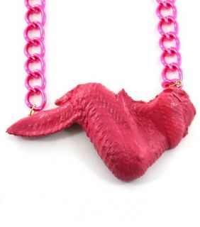 PINK CHICKEN WING Pendant Necklace Lightweight Inspired by Nicki Minaj 