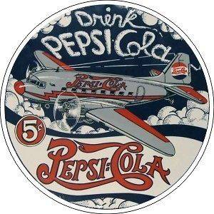 Vintage Pepsi airplane sticker decal 3 diameter