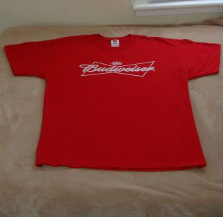 Budweiser Beer Official Red Adult T Shirt New Size Large Bud