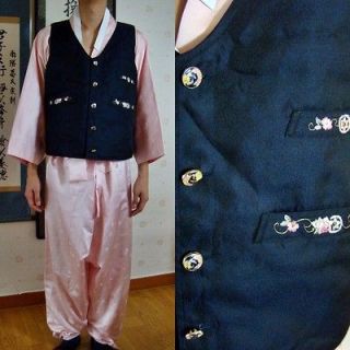   Costume Vintage Embroidery Clothes Top Pants Vest Navy Blue Lot Pink