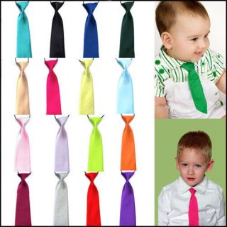 School Boy Kids Solid Wedding Color Elastic Tie Necktie