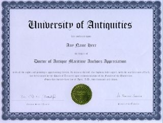 Doctor Antique Maritime Anchor Appreciation Diploma