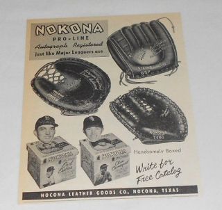 1955 CARL ERSKINE/CARRAS​QUEL Nokona baseball glove ad