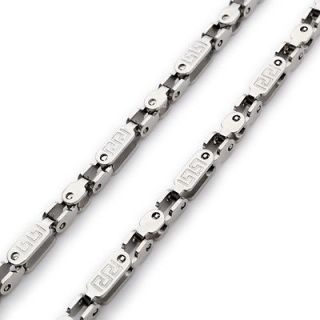   Steel Silver Special Pattern Bike Chain Style Mens Necklace 22 N065