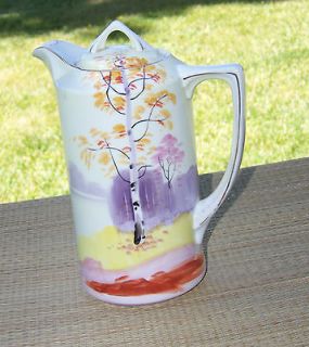 HAND PAINTED NIPPON CHOCOLATE ~ TEA POT W/ LID ~ SPRING PASTEL COLORS 