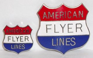 AMERICAN FLYER LINES TRAIN CLOISONNE SHIELD JACKET PINS RED WHITE 