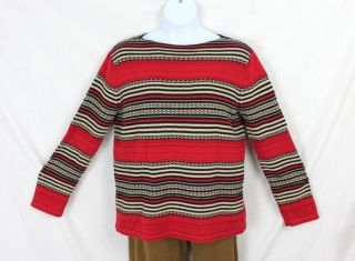 Red Black Tan Textured Sweater size XL Ralph Lauren Womens Winter 