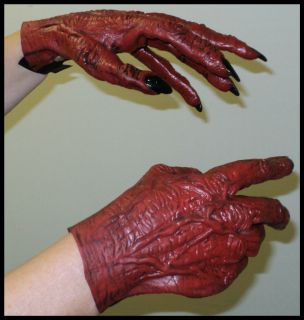 HAUNTED HALLOWEEN Costume Latex DEMON Hands,Gloves (Seasons, New, Fits 