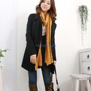 Fashion Lady Winter Autumn Double Breasted Slim Long Trench Dust Coat 