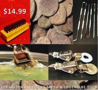 ANCIENT ARTIFACT ELECTROLYSIS CLEANING KIT w/ PICK BRUSH FREE COINS 