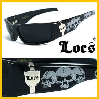 Locs Men Cholo Biker Sunglasses+Fre​e Pouch   Skull LC55