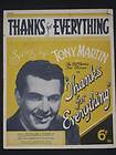 THANKS FOR EVERYTHING 40s Rare Film sheet music   Tony Martin