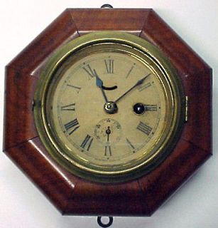 Antique 4 Waterbury Octagon Lever Wall Clock