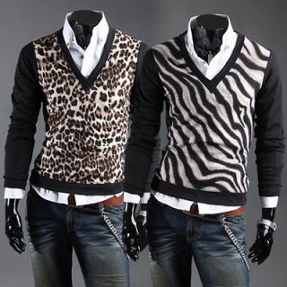 US6105 New Mens Casual Slim Fit Long Sleeve Sweater Shirts V Neck 2 