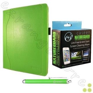   Green Case Cover + Lime Green Stylus Pen + Wipes for Apple iPad 2