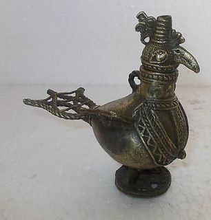   Antique Vintage Cast brass Beautiful Bird Shape Oil Lamp, Old Oil lamp