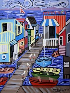 HOUSE BOATS FOR SALE ARTIST PROOF CUBIST PRINT CUBISM ANTHONY FALBO