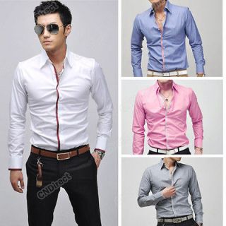2012 New Korean Mens Fashion Stylish Casual shirts Slim Fit Long 