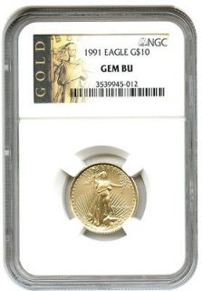 1991 $10 NGC Gem Bu (Gold Eagle) $10 Gold American Eagle