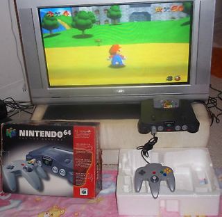 NINTENDO 64 VIDEO GAME SYSTEM WITH BOX & SUPER MARIO 64 VIDEO GAME 