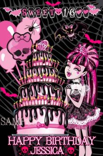   BIRTHDAY MONSTER HIGH DRACULAURA EDIBLE CAKE TOPPER IMAGE DECORATIONS