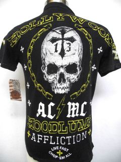 AFFLICTION HOODLUM DISTRESSED Mens POLO DISTRESSED MOTORCYCLE