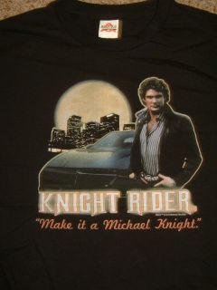 Knight Rider Kitt Car Full Moon David Hasselhoff Black T Shirt