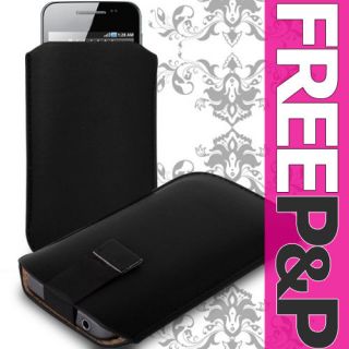   Slim Leather Pull Up Tab Pouch Case Cover Sleeve fits Nokia N8 Phone