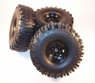   Black Steel Wagon Wheels MudSlinger Tires, Foams 4 ea New 1.55 Scale
