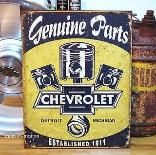 Old Style METAL SIGN Chevy Parts Piston Garage Man Cave Shop Bar Gas 