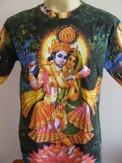 Lord Krishna and Radha Men T Shirt OM Hindu India M L XL K06