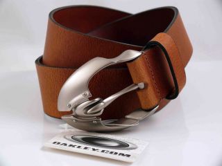 OAKLEY MENS PLATE BROWN LEATHER BELT S MADE IN UK NEW