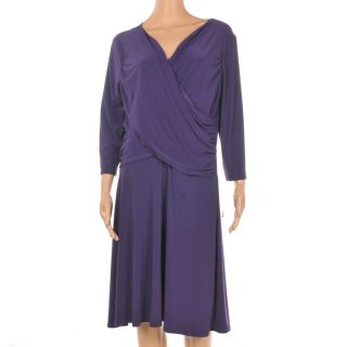 OS 139 FRANK LYMAN Dark Purple Knee Length Wrap Dress SZ UK 16 RRP £ 