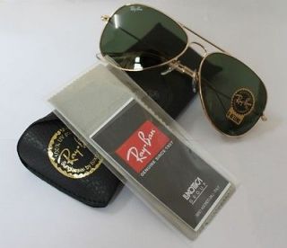 Authentic Gold Green RAY BAN RB Aviator Sunglasses 3025 L0205 58