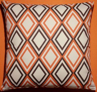Coffee Brown Orange Beige Checked Decorative Throw Pillow Cover / Case