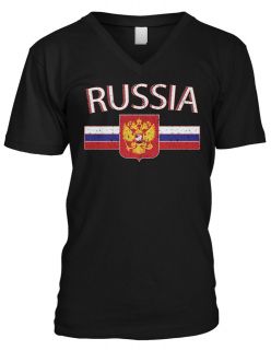   Russia Flag Stripe Russian Pride Olympics Mens V Neck T Shirt