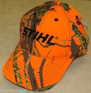 Mens Mossy Oak Orange Camo Hat with Stihl Logo 840412
